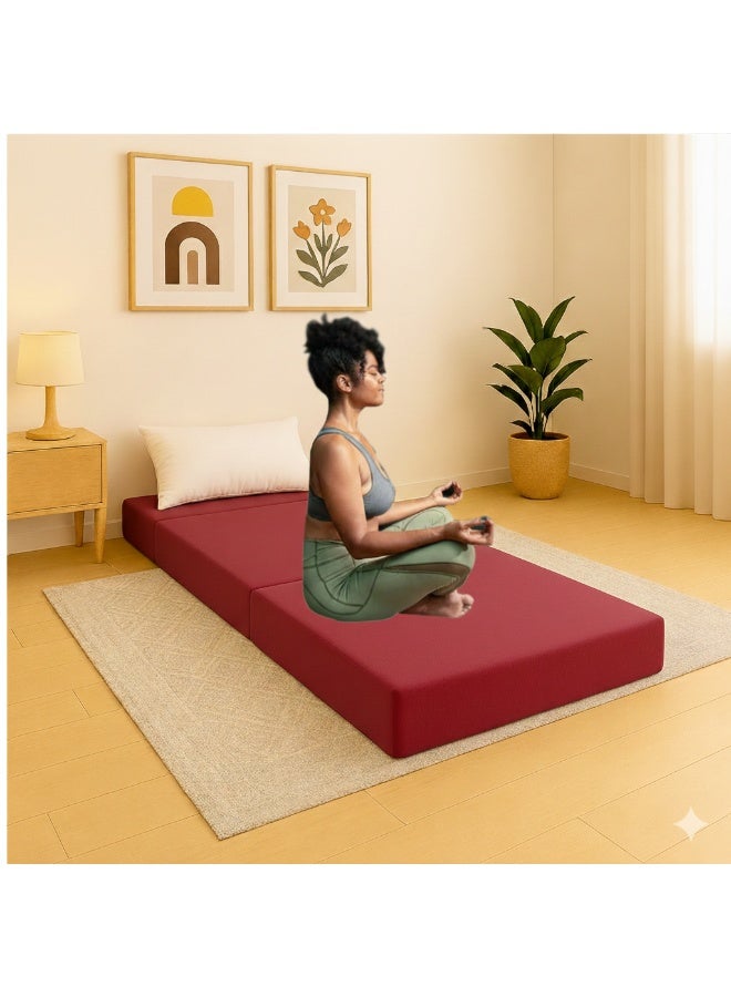 كاربنتون Here’s a professional Arabic translation for your product title:  **مرتبة فوم قابلة للطي من 3 قطع 180×90×10 سم، سرير أرضي محمول مع غطاء للضيوف، السفر، التخييم، الأطفال، الرضع والكبار، باللون الأحمر**  If you want, I can also make a **shorter, catchy version** suitable for e-commerce listings. Do you want me to do that? - Image 5